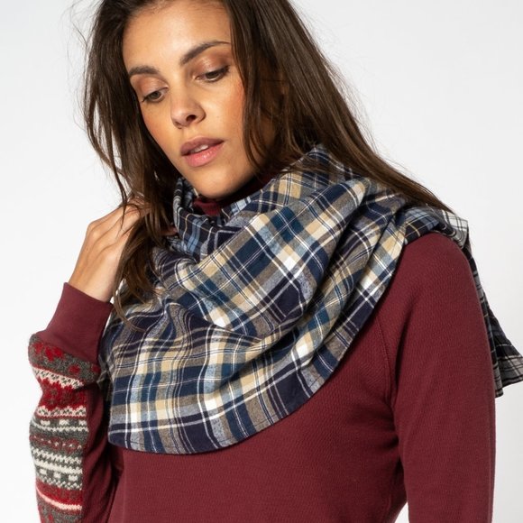 Preloved Ashley Scarf - Teal, Tan, Purple, Maroon - Picture 1 of 10